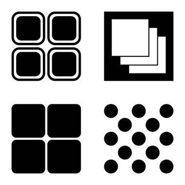 Kare Düz Simge Seti Beyaz Arkaplanda İzole Edildi