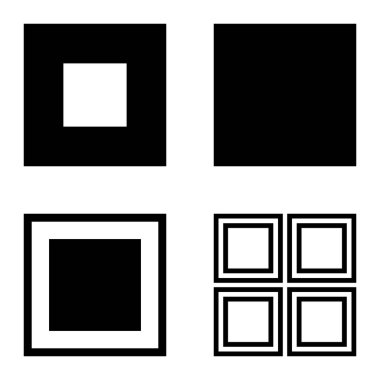 Kare Düz Simge Seti Beyaz Arkaplanda İzole Edildi