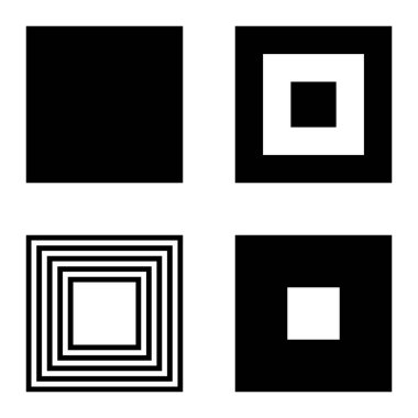 Kare Düz Simge Seti Beyaz Arkaplanda İzole Edildi