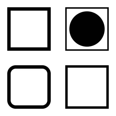 Kare Düz Simge Seti Beyaz Arkaplanda İzole Edildi