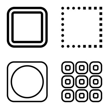 Kare Düz Simge Seti Beyaz Arkaplanda İzole Edildi