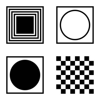 Kare Düz Simge Seti Beyaz Arkaplanda İzole Edildi