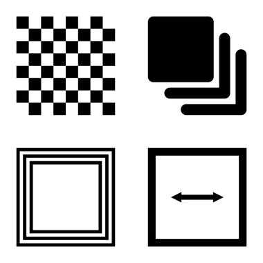 Kare Düz Simge Seti Beyaz Arkaplanda İzole Edildi