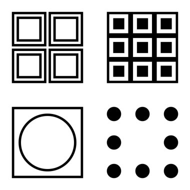 Kare Düz Simge Seti Beyaz Arkaplanda İzole Edildi