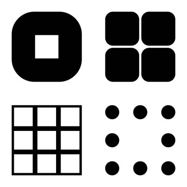 Kare Düz Simge Seti Beyaz Arkaplanda İzole Edildi