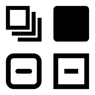 Kare Düz Simge Seti Beyaz Arkaplanda İzole Edildi