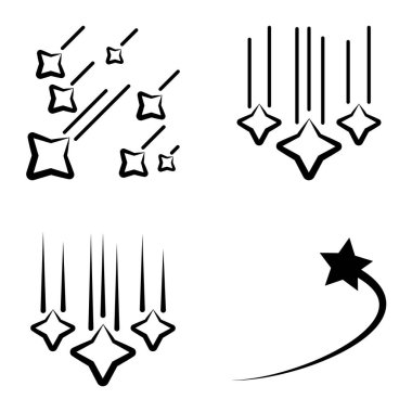 Yıldız Şelalesi Düz Simge Seti Beyaz Arkaplanda İzole Edildi