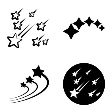 Yıldız Şelalesi Düz Simge Seti Beyaz Arkaplanda İzole Edildi