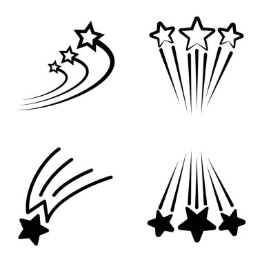 Yıldız Şelalesi Düz Simge Seti Beyaz Arkaplanda İzole Edildi