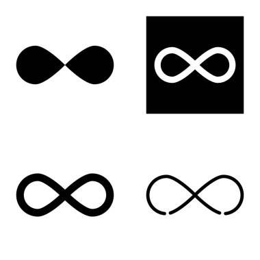 Sonsuz Düz Simge Seti Beyaz Arkaplanda İzole Edildi