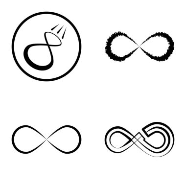 Sonsuz Düz Simge Seti Beyaz Arkaplanda İzole Edildi