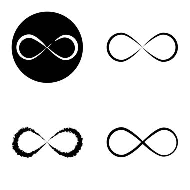 Sonsuz Düz Simge Seti Beyaz Arkaplanda İzole Edildi