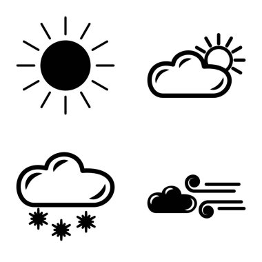 Hava Durumu Düz Simgesi Beyaz Arkaplanda İzole Edildi