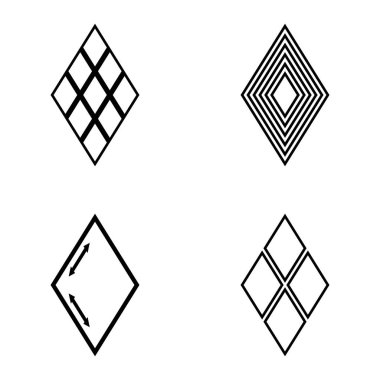 Rhombus Düz Simge Seti Beyaz Arkaplanda İzole Edildi