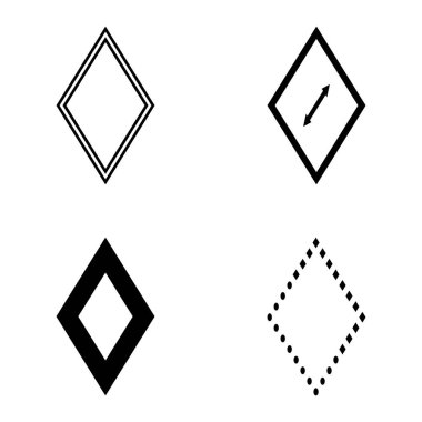Rhombus Düz Simge Seti Beyaz Arkaplanda İzole Edildi
