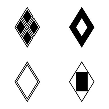 Rhombus Düz Simge Seti Beyaz Arkaplanda İzole Edildi