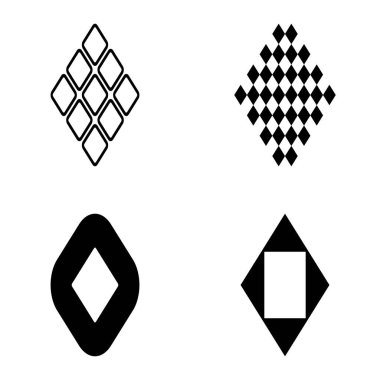 Rhombus Düz Simge Seti Beyaz Arkaplanda İzole Edildi