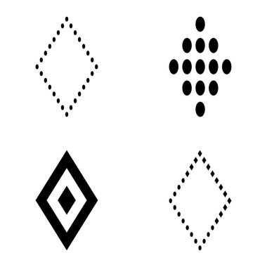 Rhombus Düz Simge Seti Beyaz Arkaplanda İzole Edildi