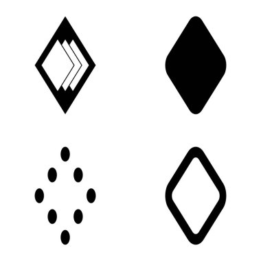 Rhombus Düz Simge Seti Beyaz Arkaplanda İzole Edildi
