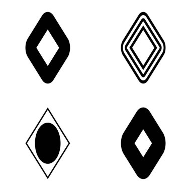 Rhombus Düz Simge Seti Beyaz Arkaplanda İzole Edildi
