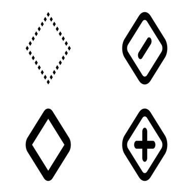 Rhombus Düz Simge Seti Beyaz Arkaplanda İzole Edildi