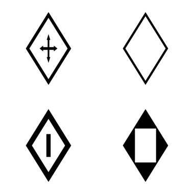 Rhombus Düz Simge Seti Beyaz Arkaplanda İzole Edildi