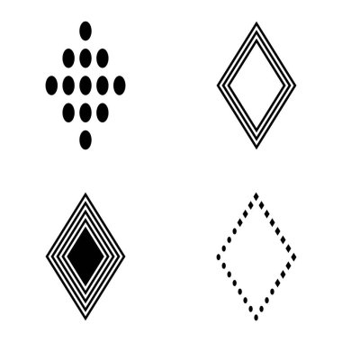 Rhombus Düz Simge Seti Beyaz Arkaplanda İzole Edildi