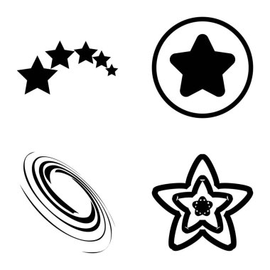 Yıldız1-2 Yıldız Şelalesi Düz Simge Seti Beyaz Arkaplanda İzole Edildi