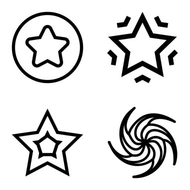 Yıldız1-2 Yıldız Şelalesi Düz Simge Seti Beyaz Arkaplanda İzole Edildi