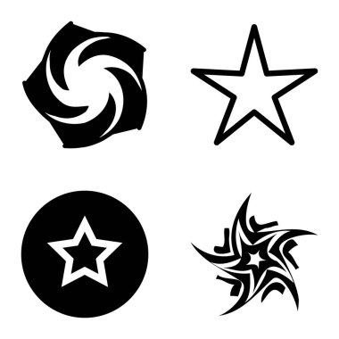 Yıldız1-2 Yıldız Şelalesi Düz Simge Seti Beyaz Arkaplanda İzole Edildi