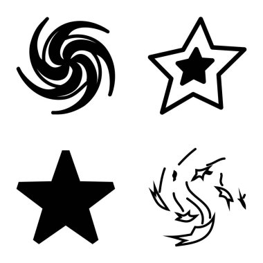 Yıldız1-2 Yıldız Şelalesi Düz Simge Seti Beyaz Arkaplanda İzole Edildi