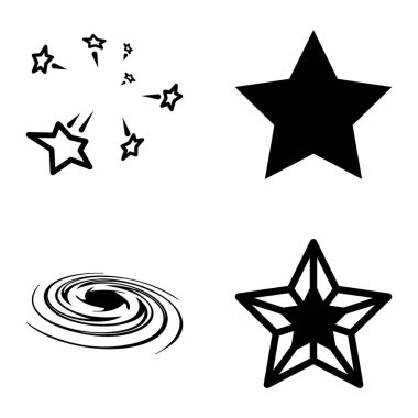 Yıldız1-2 Yıldız Şelalesi Düz Simge Seti Beyaz Arkaplanda İzole Edildi