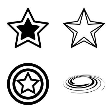 Yıldız1-2 Yıldız Şelalesi Düz Simge Seti Beyaz Arkaplanda İzole Edildi