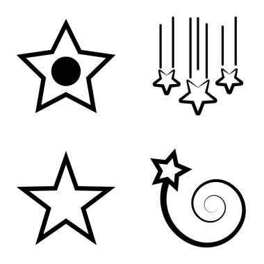 Yıldız1-2 Yıldız Şelalesi Düz Simge Seti Beyaz Arkaplanda İzole Edildi