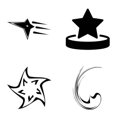 Yıldız1-2 Yıldız Şelalesi Düz Simge Seti Beyaz Arkaplanda İzole Edildi