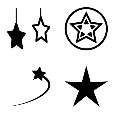 Yıldız1-2 Yıldız Şelalesi Düz Simge Seti Beyaz Arkaplanda İzole Edildi