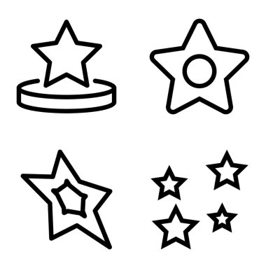 Yıldız1-2 Yıldız Şelalesi Düz Simge Seti Beyaz Arkaplanda İzole Edildi