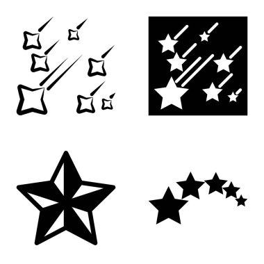 Yıldız1-2 Yıldız Şelalesi Düz Simge Seti Beyaz Arkaplanda İzole Edildi