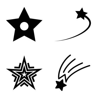 Yıldız1-2 Yıldız Şelalesi Düz Simge Seti Beyaz Arkaplanda İzole Edildi