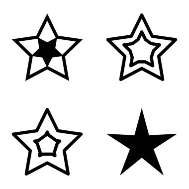 Yıldız1-2 Yıldız Şelalesi Düz Simge Seti Beyaz Arkaplanda İzole Edildi