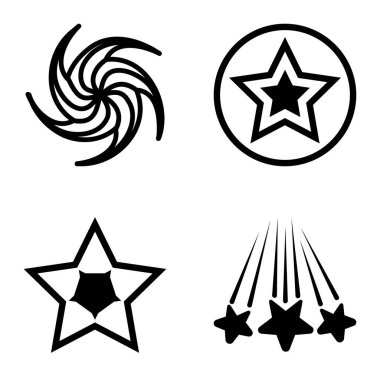 Yıldız1-2 Yıldız Şelalesi Düz Simge Seti Beyaz Arkaplanda İzole Edildi