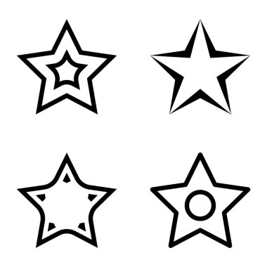 Yıldız1-2 Yıldız Şelalesi Düz Simge Seti Beyaz Arkaplanda İzole Edildi