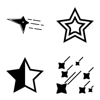 Yıldız1-2 Yıldız Şelalesi Düz Simge Seti Beyaz Arkaplanda İzole Edildi