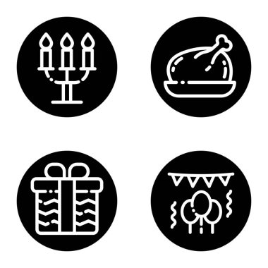 Kutlama _ glyph Düz Simge Seti Beyaz Arkaplanda İzole Edildi