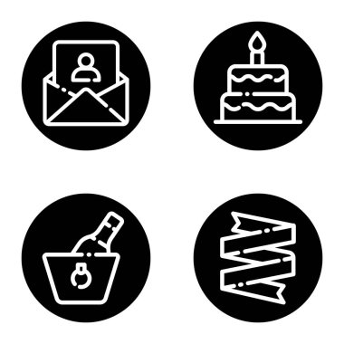 Kutlama _ glyph Düz Simge Seti Beyaz Arkaplanda İzole Edildi