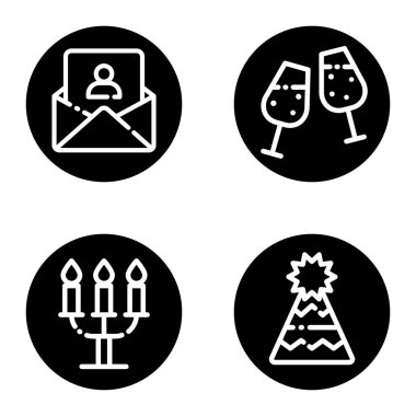 Kutlama _ glyph Düz Simge Seti Beyaz Arkaplanda İzole Edildi