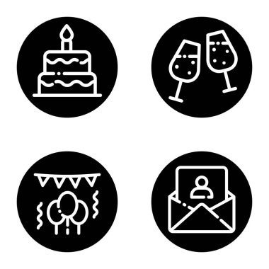 Kutlama _ glyph Düz Simge Seti Beyaz Arkaplanda İzole Edildi