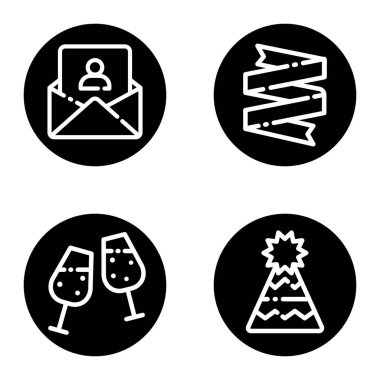 Kutlama _ glyph Düz Simge Seti Beyaz Arkaplanda İzole Edildi