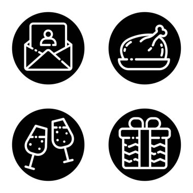 Kutlama _ glyph Düz Simge Seti Beyaz Arkaplanda İzole Edildi