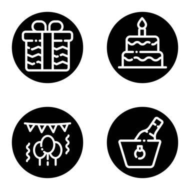 Kutlama _ glyph Düz Simge Seti Beyaz Arkaplanda İzole Edildi